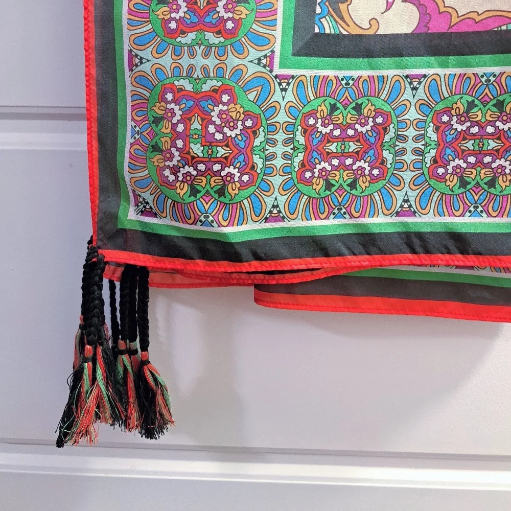 Johnny Was Silk Scarf with Tassels
